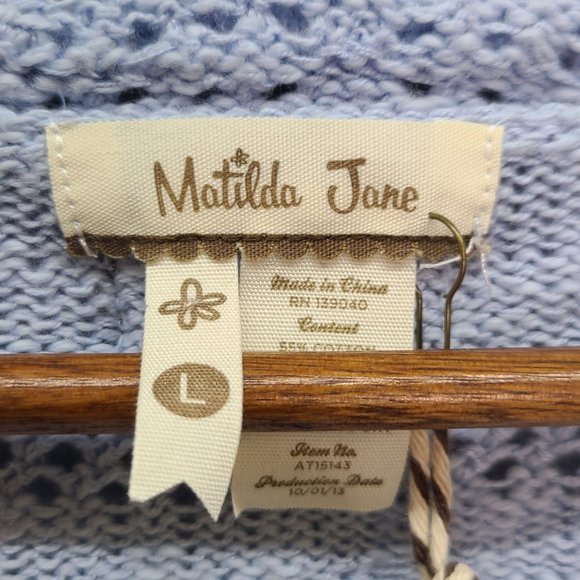 Matilda Jane Light Blue Knit Sweater Cardigan Size L - Picture 7 of 8